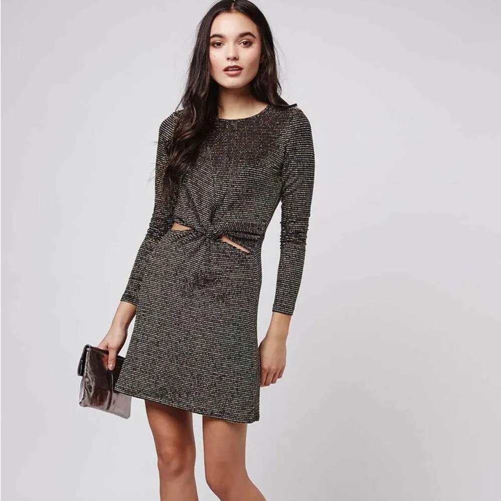 Topshop Stripe Glitter Cutout Dress